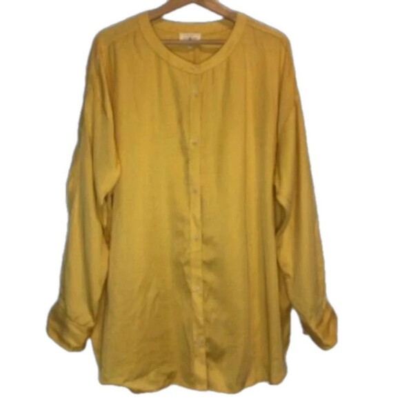 Lou & Grey buttery yellow XXL button up tunic blouse cottagecore bohemian boho - Picture 1 of 1